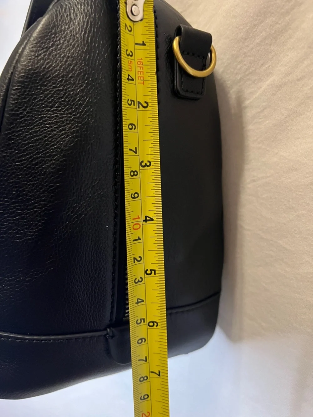 Fossil Black Leather Zip-Top Tote - Picture 8 of 10